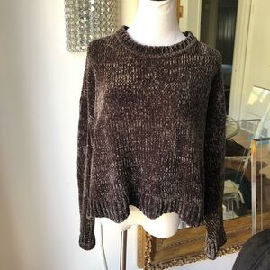 Zara velvet dark olive green knit sweater size small